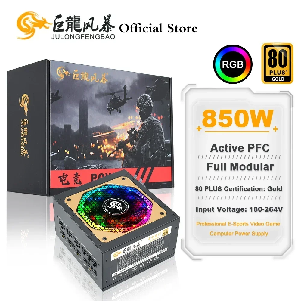 80plus Gold RGB ATX 850w module complet psu professionnel Gaming