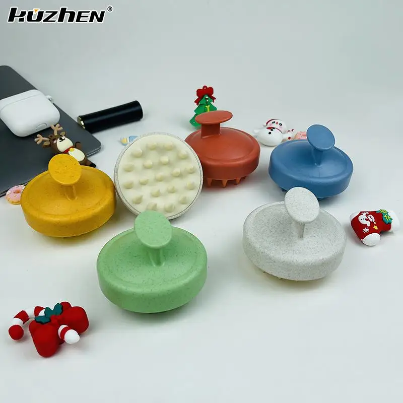 

Щеточка для шампуня из пшеничной соломы, силиконовая Массажная щетка, шампунь для чистки кожи головы, портативный шампунь-Расческа для дома и путешествий