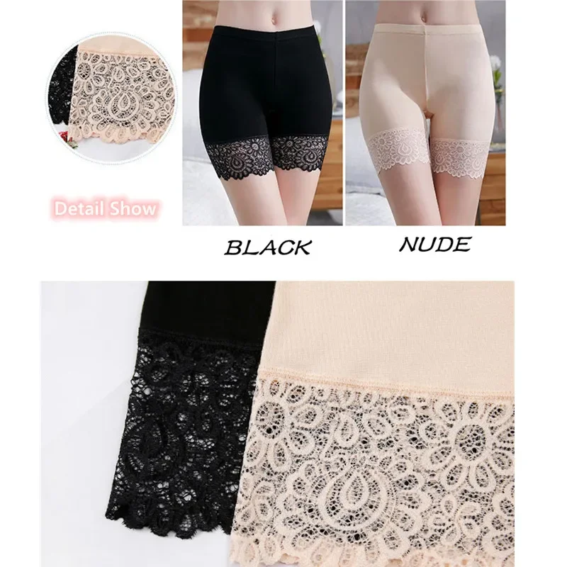 40KG-80KG Women Plus Big Size Safety Pants Elastic Soft Comfortable Modal Material Nude/Black Shorts Lace Safety Short Pants Safety Shorts,Safety Pants,Women Shorts Underwear
