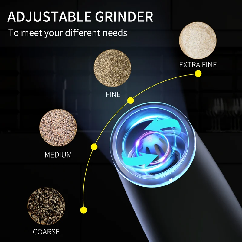 Kitchen Gravity Sensing Electric Salt and Pepper Grinder USB Rechargeable Adjustable Coarseness Automatic Spice Grinders Tools electric grinder salt and pepper grinder