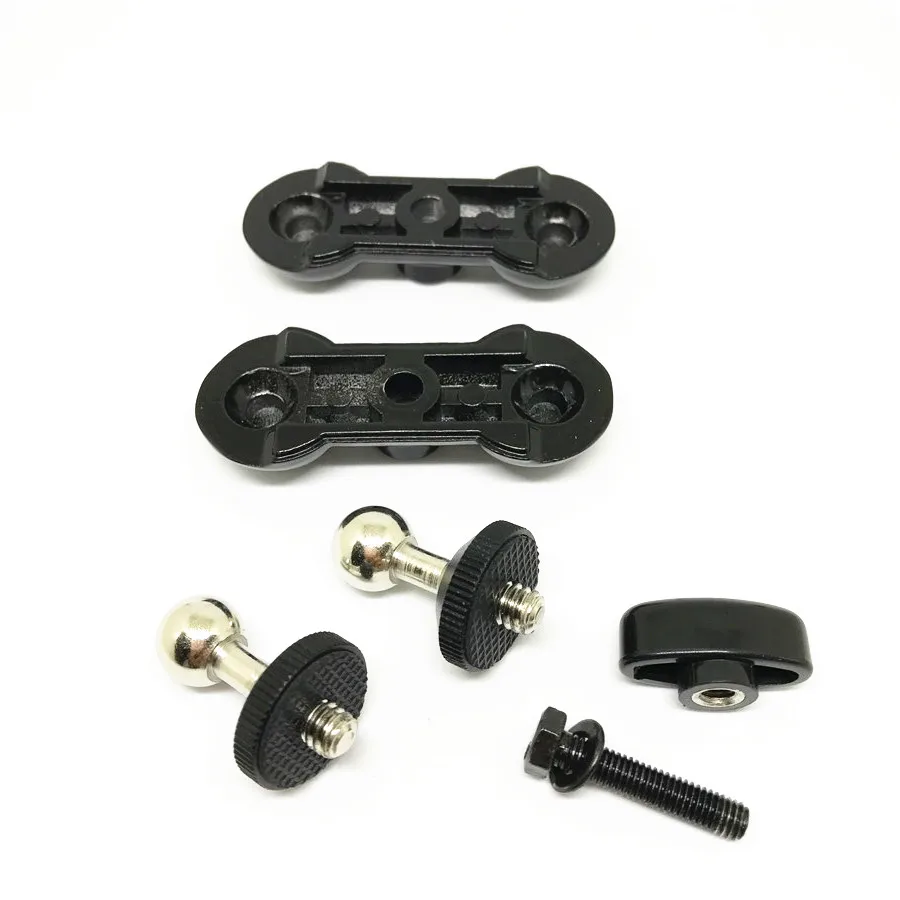 1/4" Mount to Hot Shoe Adapter Double Ball Head Bracket Magic Arm Mini Ballhead for Monitor LED Video Light