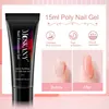 Poly Extention Gel Set Nail Art French Nail Art Clear Color with Top/Best Coat and LED Lamp Nude Color Fast Polish Kit 3