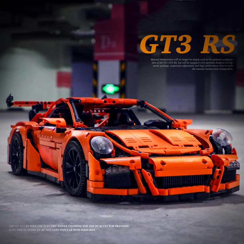Конструктор MOC технический оранжевый Супер спортивный шрам модель GT3 RS