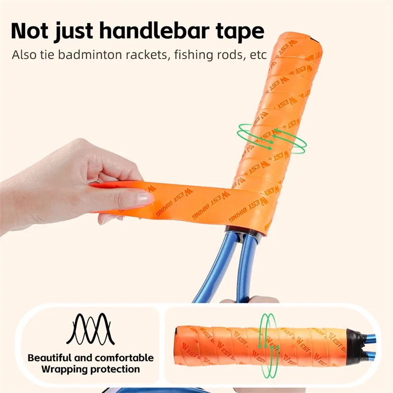 WEST BIKING Bicycle Handlebar Tape PU EVA Anti Slip Bike Bar Tape Multicolor Shock Absorption Handle Bar With 2 Plugs bike handlebar tape