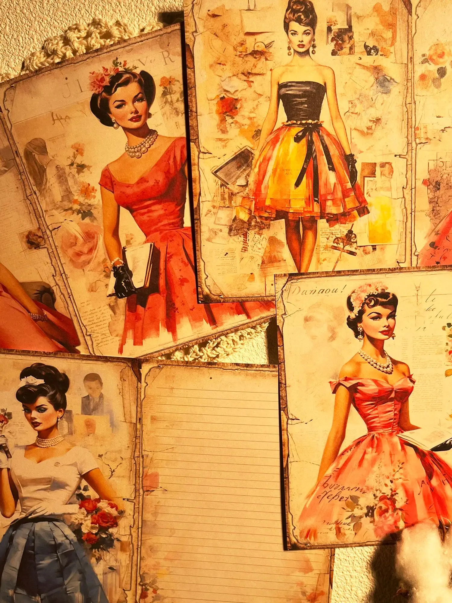 JaiIman 58 Stück (12 Papier + 46 Aufkleber) Vintage Fashion Girl Theme Junk Journal Set, perfekt für Mini-Geschenkverpackungen, Tagebuchzubehör – Detail 3