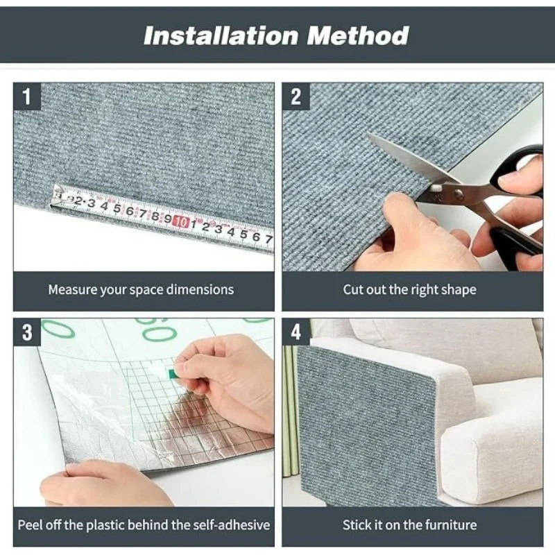 Cats Toys Cat Scratching Mat Large Trimmable Self-Adhesive Cat Scratching Carpet Sofa Protection Cats Scratch Board Cats Toys