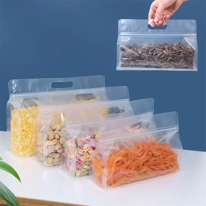 Reusable PEVA Food Bag Freezer Stand Up Food Storage Bag Silicone Leakproof Top Kitchen Organizer Fresh Shut Bags BPA Free