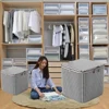 Folding Clothes Storage Bag Visible Portable Wardrobe Sorting Clothes Storage Box with Reinforced Handle for Bedding Quilt 6