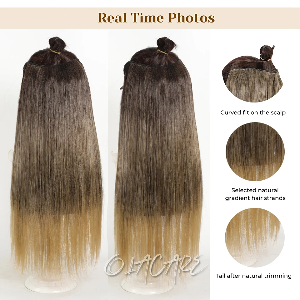 Curly Wavy Omber Brown Blonde Synthetic Hair Extensions