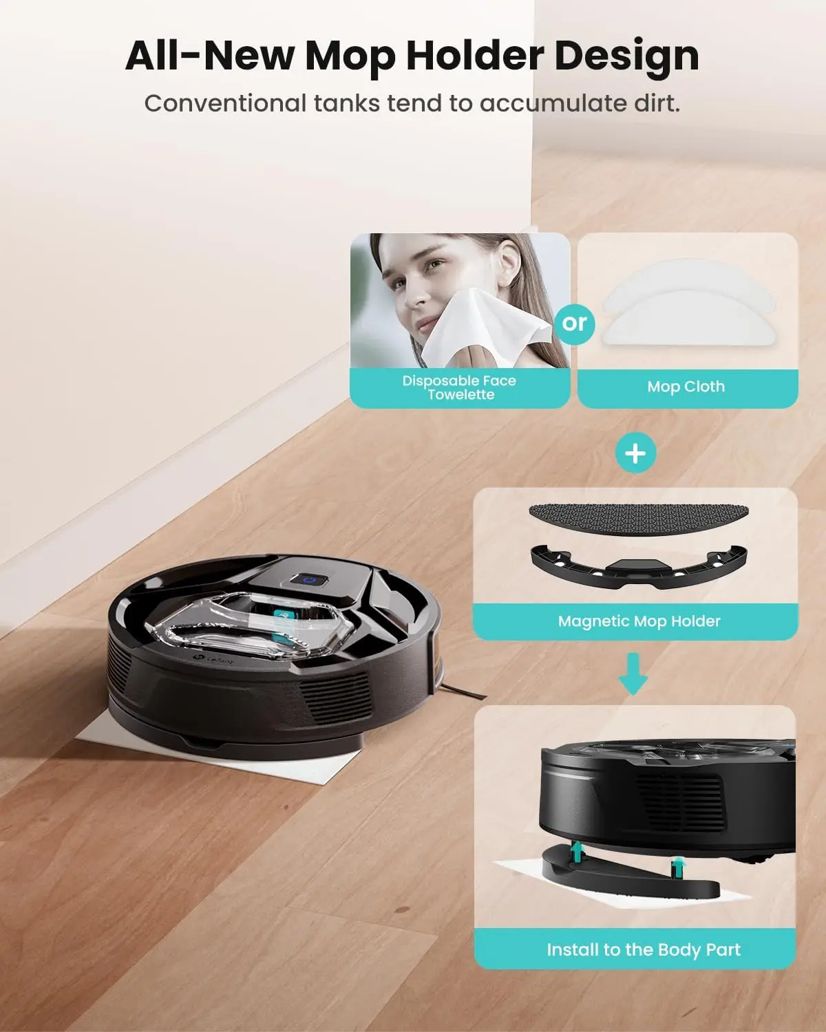 Robot Vacuum Cleaner, Powerful Suction, Visible Dustbin, Super Thin, Quiet, Self-Charging Robot Vacuum and Mop Combo