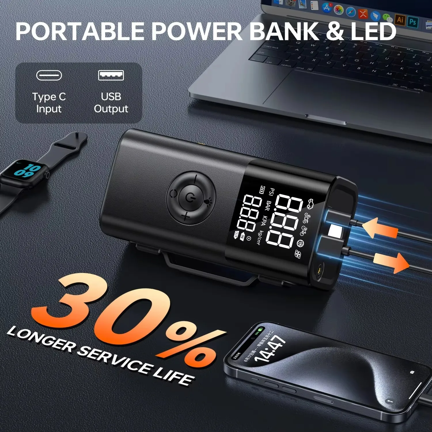BIUBLE Air Pump Car Battery Booster 150PSI Engine Starting Device Tire Air Compressor 4000A Car Jump Starter Portable Power Bank car jump starter jump starter