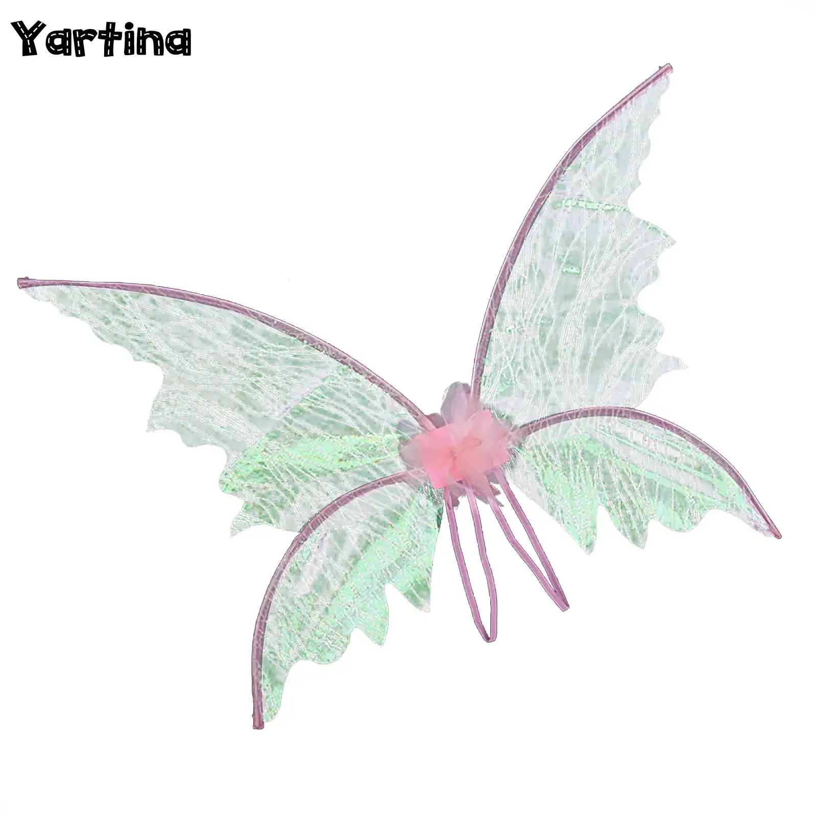 

Kids Girls Fairy Wings Angel Cosplay Costume Props Sparkling Butterfly Wings Asymmetrical Elf Fairy Wings with Shoulder Straps