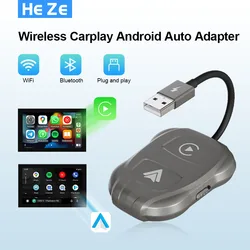 Wireless Apple CarPlay & Android Auto Wireless Adapter, 5.8 GHz Wireless Carplay Dongle for Wired Apple Carplay & Android
