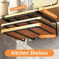 Kitchen Shelves Hanging Organizer Rack with Hooks Under Cupboard Paper Towel Rags Hanger Cutting Board Pot Cover Holder Storage 1