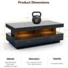 Modern High Glossy Coffee Table, Black Coffee Table with 2 Storage Drawers and Acrylic Design Open Space, Rectangle Coffee Tabl 2