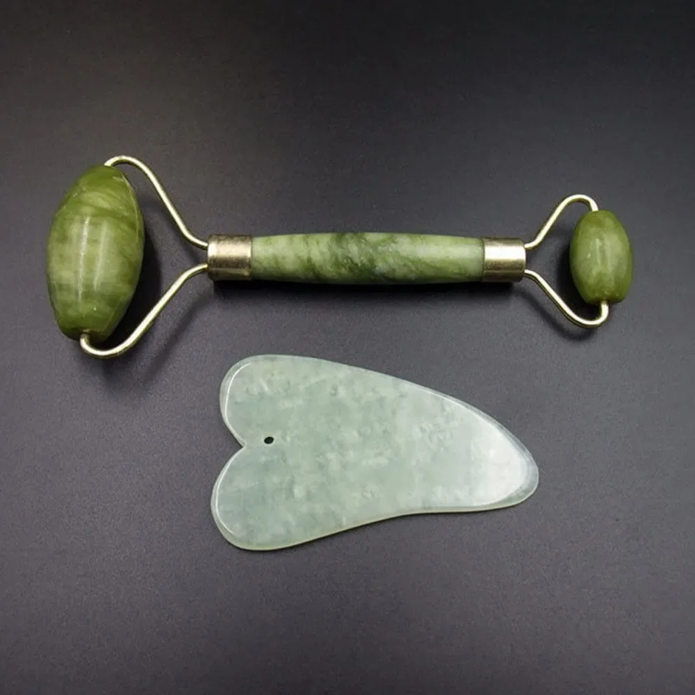 Facial Massage Jade Roller Face Neck Natural Stone Health Care Body Jade Guasha Board Beauty Tool Set