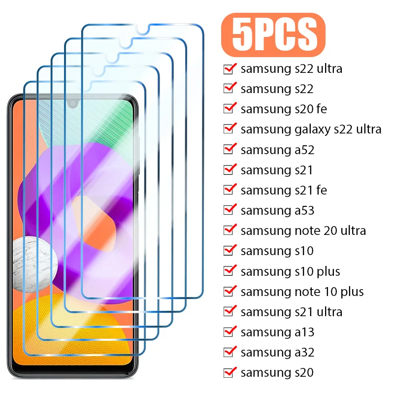 

5PCS Screen Protectors for Samsung Galaxy A03 A13 A23 A33 A53 A73 Galss on Samsung S21 FE A52S A53 A12 A22 A32 A71 A72 Glass