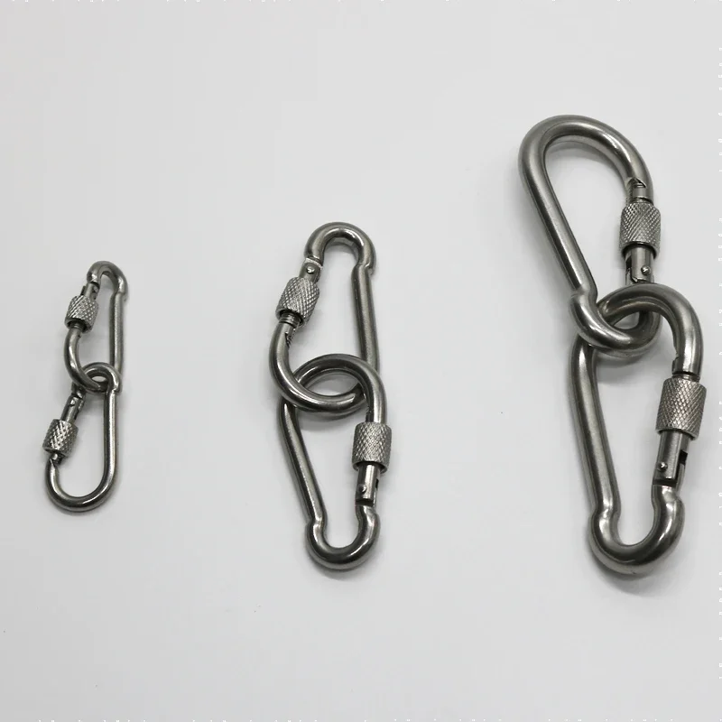 M6/M8/M10 304 Stainless Steel Multifunctional Spring Snap Carabiner Quick Link Lock Ring Hook