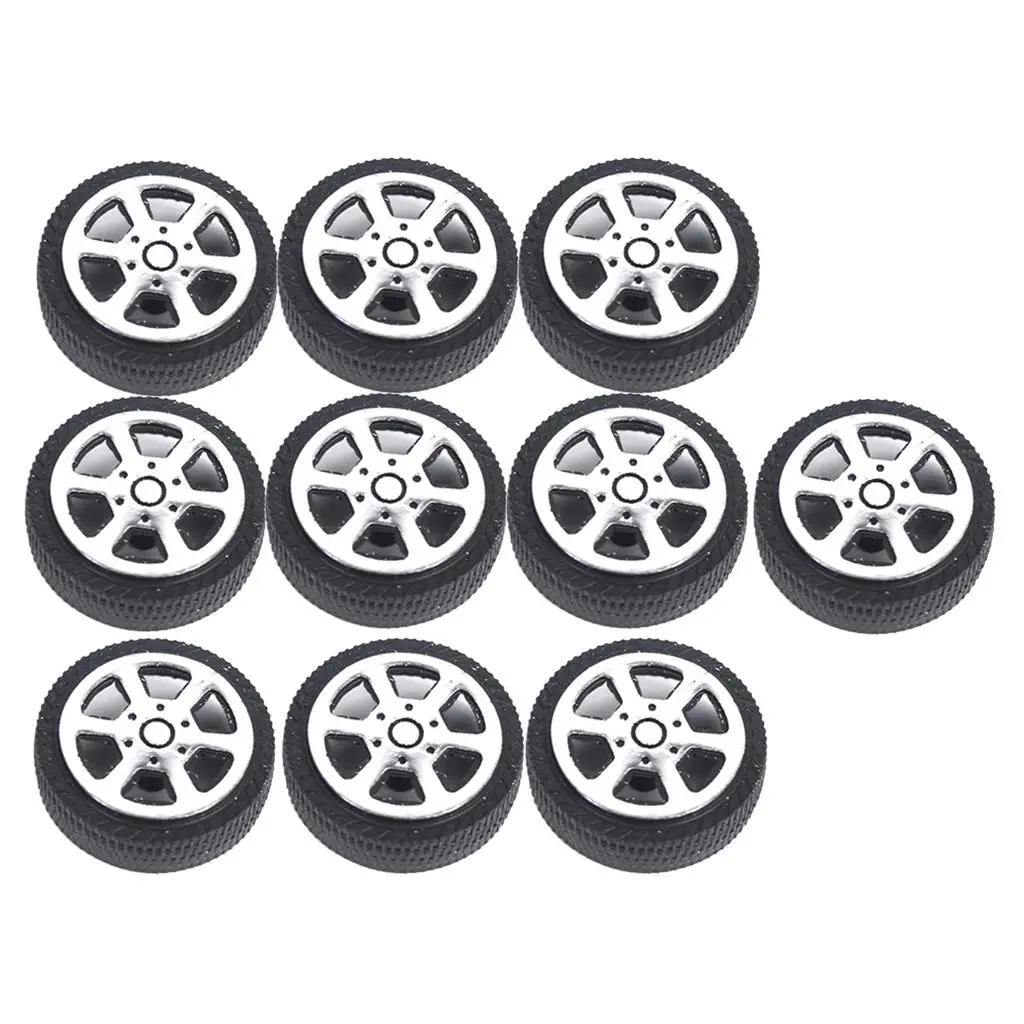 Lot de 10 roues et pneus RC 30mm 5 rayons - Pièces de rechange