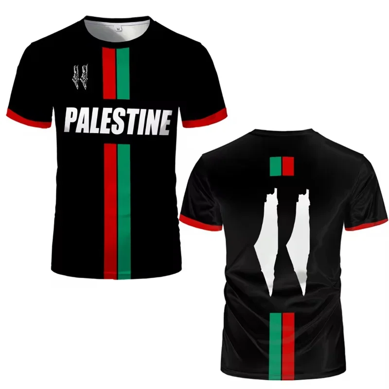 Magliette da Calcio della Palestina per Famiglie, Moda Estiva a Maniche Corte, Bandiera Palestinese, T-Shirt Casual con Collo Tondo e Vestibilità Comoda