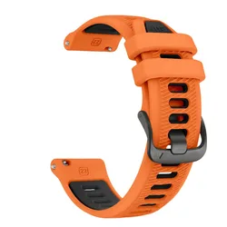 Stainless Steel Buckle Watch Band - Available in 18mm, 20mm, 22mm Sizes - 18mm Universal (Orange Black)
