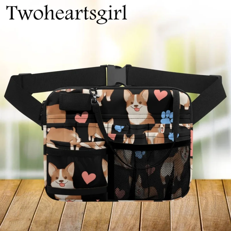 

Twoheartsgirl Corgis Design Casual Nursing Fanny Pack Portable Medical Belt Organizer Buckle Multifunction Shoulder Belt Pouch