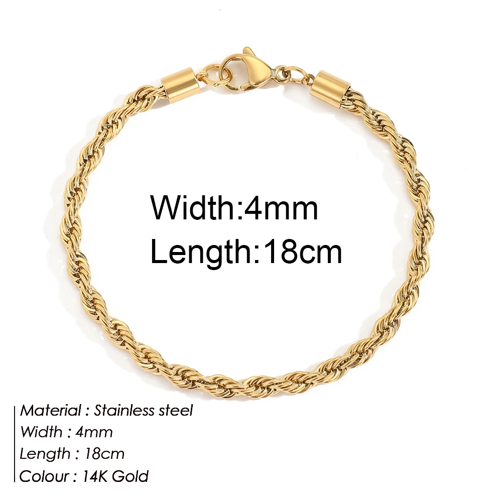 women bracelet chanin Charming Flash Twisted Rope Chain Bracelets