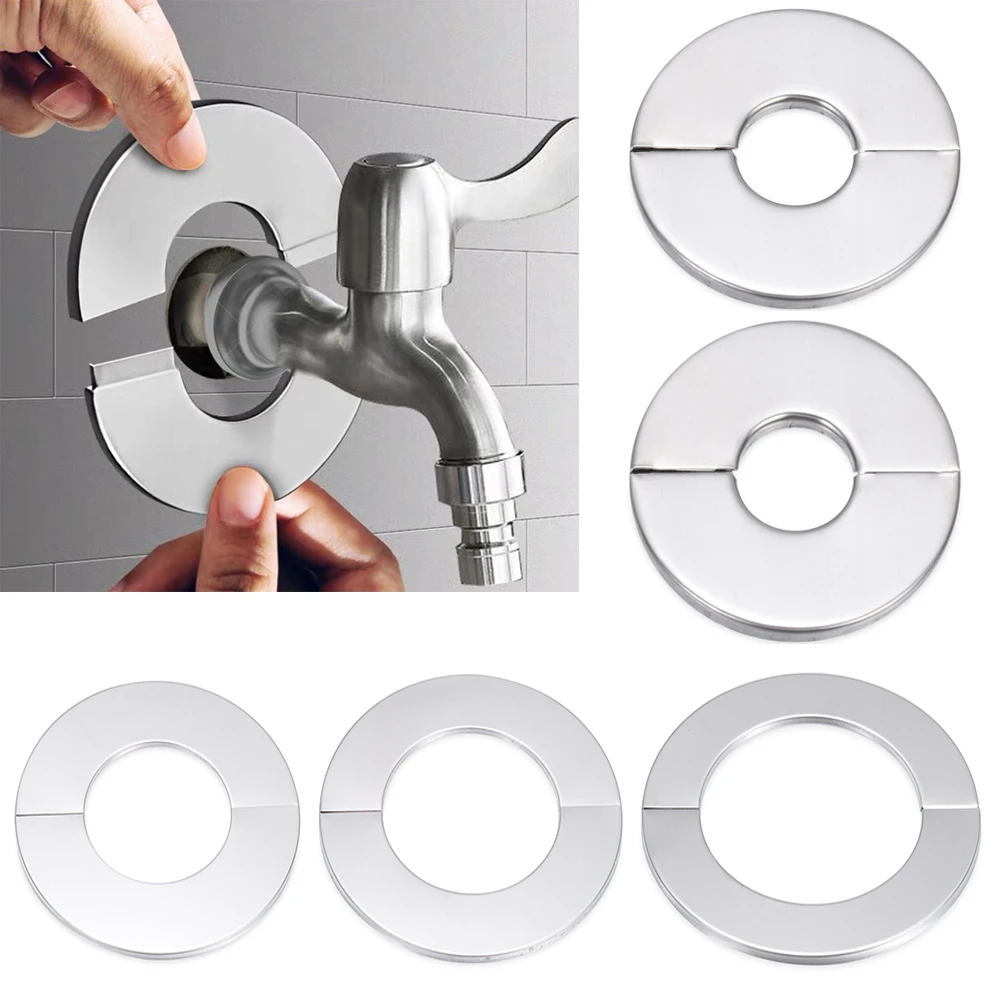1pc Selfadhesive Shower Faucet Decorative Cover Chrome Finish