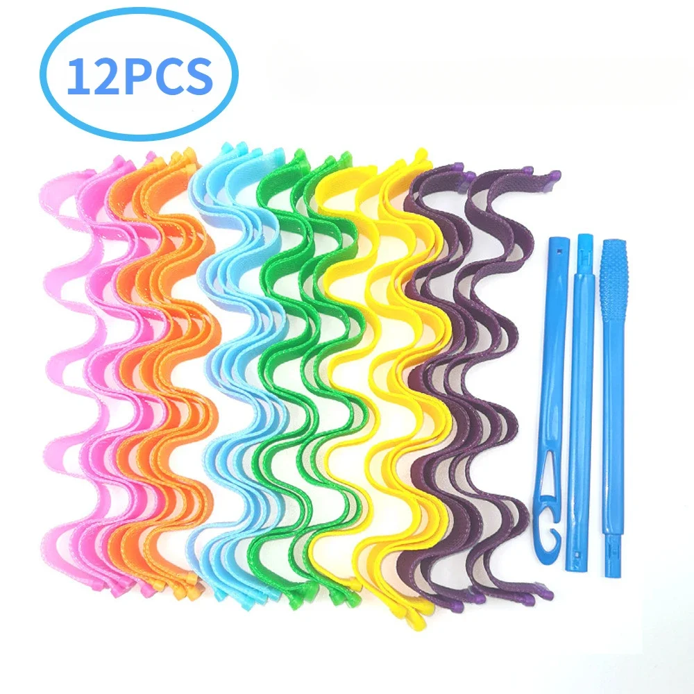 12Pcs Set Magic Hair Curler Heatless Hair Rollers Wave Formers Hairstyle Roller Sticks Curling Styling Tools Women