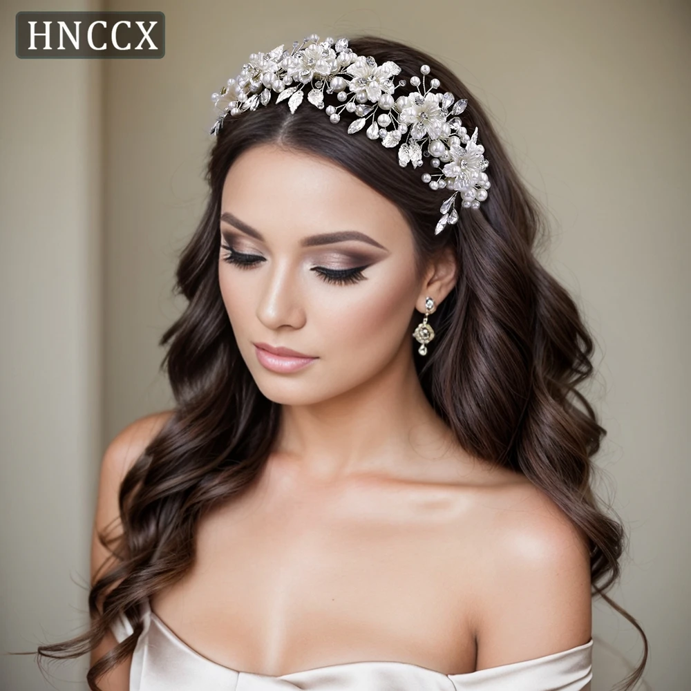 Pearl Rhinestone Headband Head Jewelry Beauty Accessories for Women Handmade Alloy Leaves Wedding Hair Hoop CP603