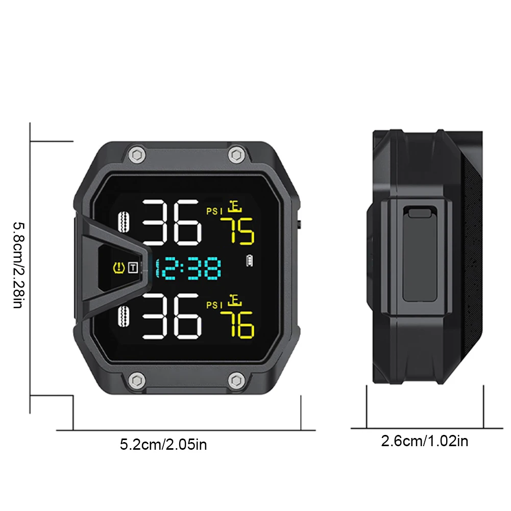 Motorcycle TPMS Tire Pressure Monitoring System LCD Display Wireless Tire Pressure Monitoring System for Two Wheeled Motorcycle