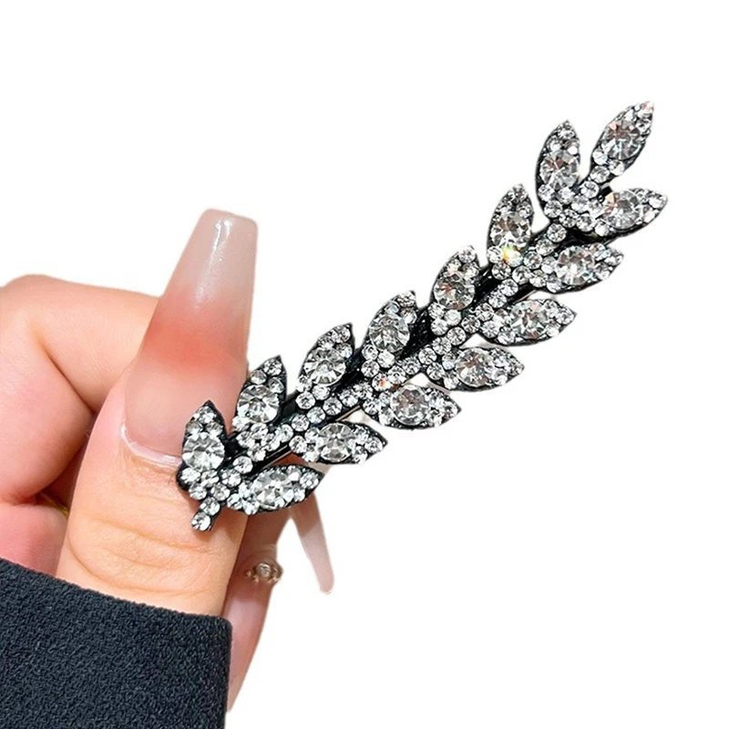 Elegantes Haarschmuck funkelnde Haars pange trend ige Haarnadel glänzende Strass Barettes Weizen form Haars pange – Detail 7