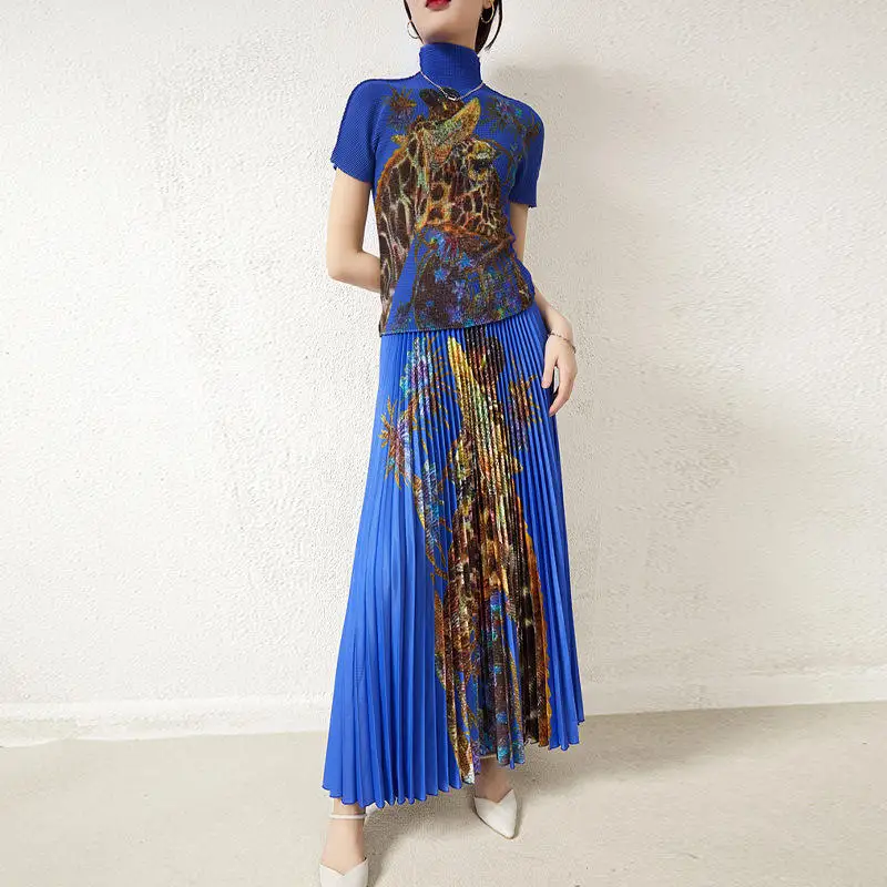 

Pleated Suit Women's Summer 2022 T-shirt Skirt Two-Piece