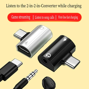 아이패드 삼성용 고속 충전 충전기 동글 케이블 코드, USB C에서 3.5mm 헤드폰 오디오 어댑터, C타입-Aux 잭, PD 60W, 2 인 1