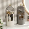 Makeup Brush Holder Organizer 360° Rotating Cosmetic Organizer With Lid Desktop Makeup Organizer Lipstick Eyebrow Pencil Holder 1