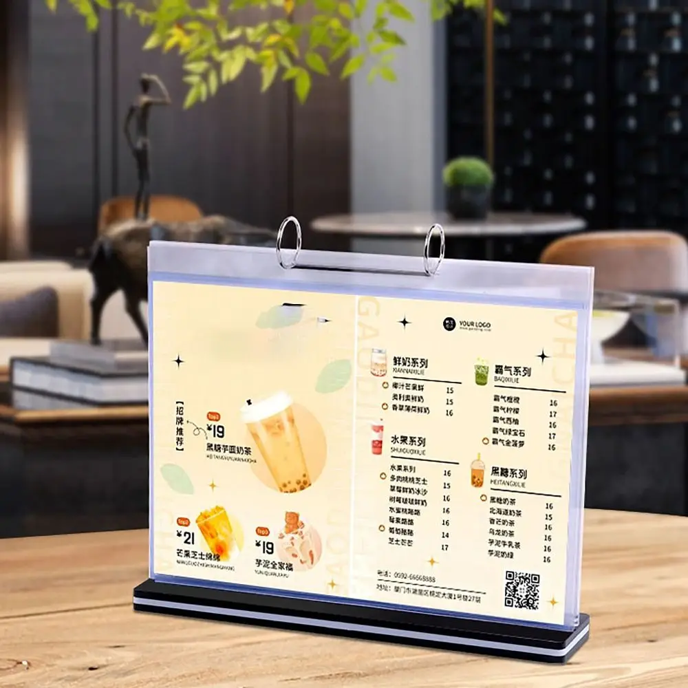 Pageable Table Menu Stand Clear Waterproof Portrait Flip Menu Stand Landscape A4 A5 A6 Bench Display Table