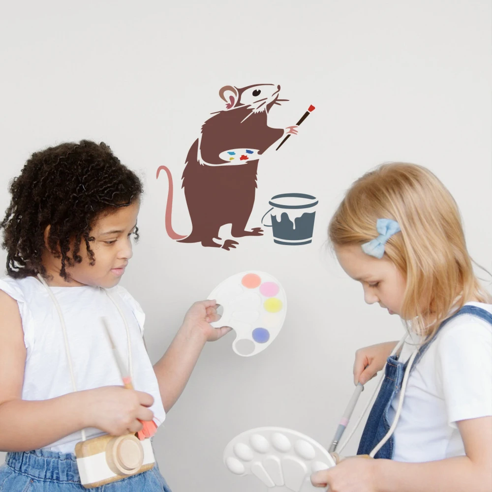 6 Stencil Banksy Rat - Modelli Riutilizzabili In PET Per Pittura Su Muro, Legno, Tela, Design Artistico - Foto 12