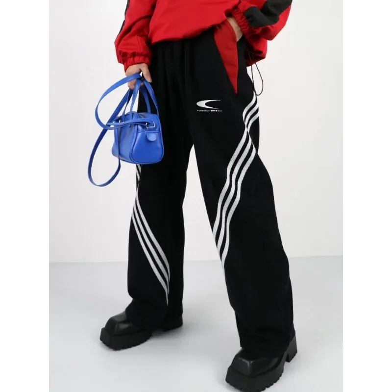 

Deeptown Black Striped Women's Pants Harajuku Korean Fashion Oversized Sport Sweatpants Brown Vintage Streetwear Baggy Trousers