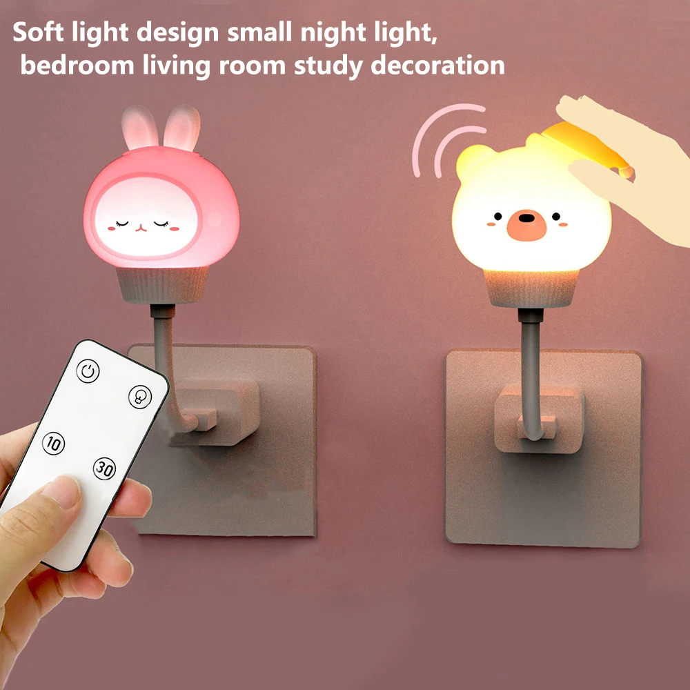 

LED Children's USB Night Light Cute Animal Cartoon Lamp Remote Control decoración del hogar Room Light Holiday Gift Wall Decor