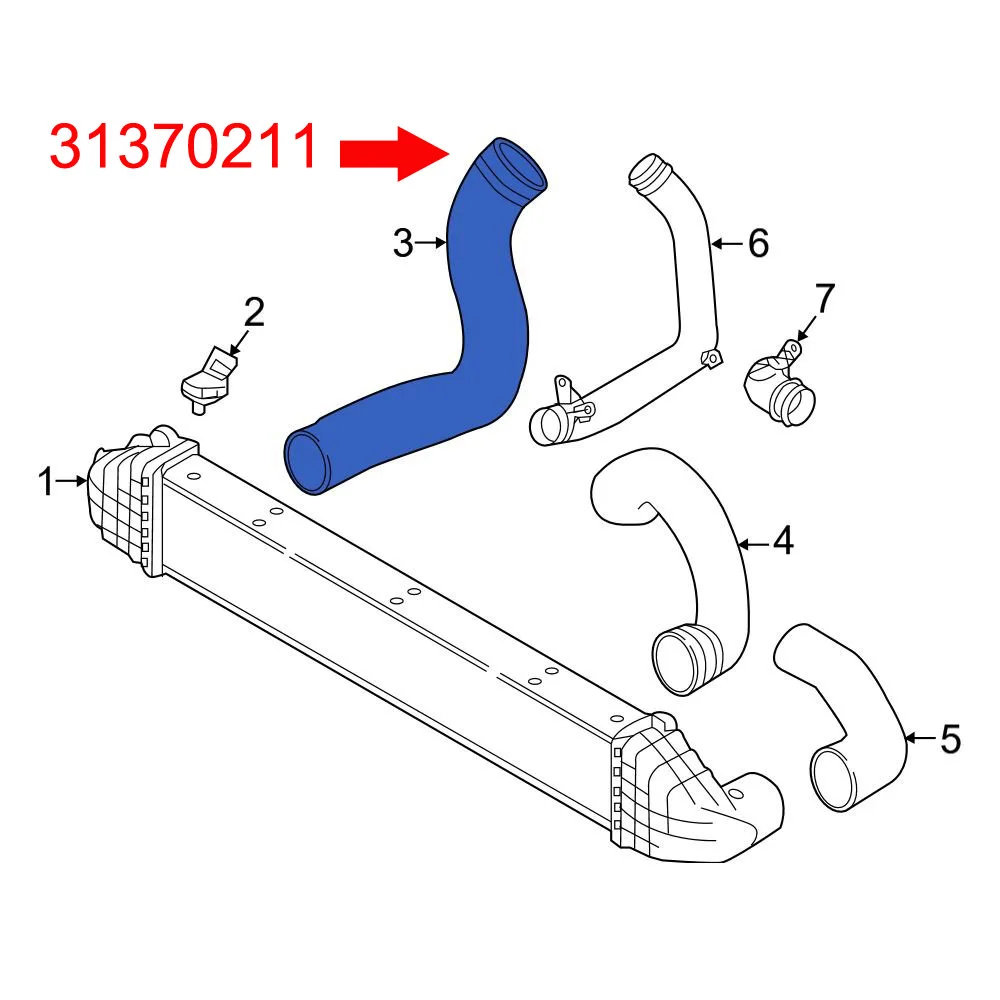 

Charge Air Intercooler Hose 31370211 31319749 For Volvo S60 V60 II T5 2.5 AWD 2013-2014