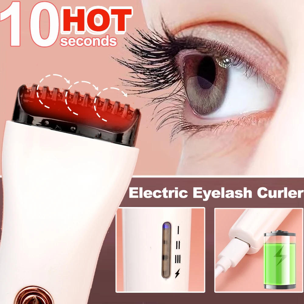 5D Push Heated Eyelash Curler 10 Seconds Heat Up Quickly Electric Eye Lashes White Pink Long Lasting Curling Eyelash Makeup Tool