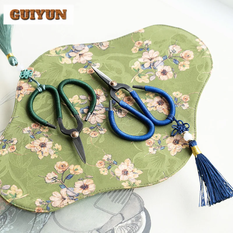 Handmade Iron Art Small Tea Scissors Exquisite Tea Packing Bag Knife Flower Tassels Chinese Kung Fu Set Ceremony Accessories