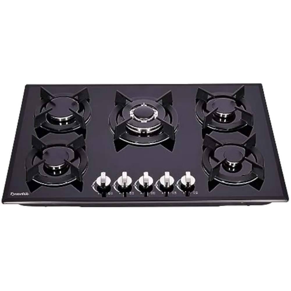 Gas Cooktop 30 Inch, Built-in Tempered Glass Gas Stovetop 5 High Efficiency Burners Stove Top Propane
