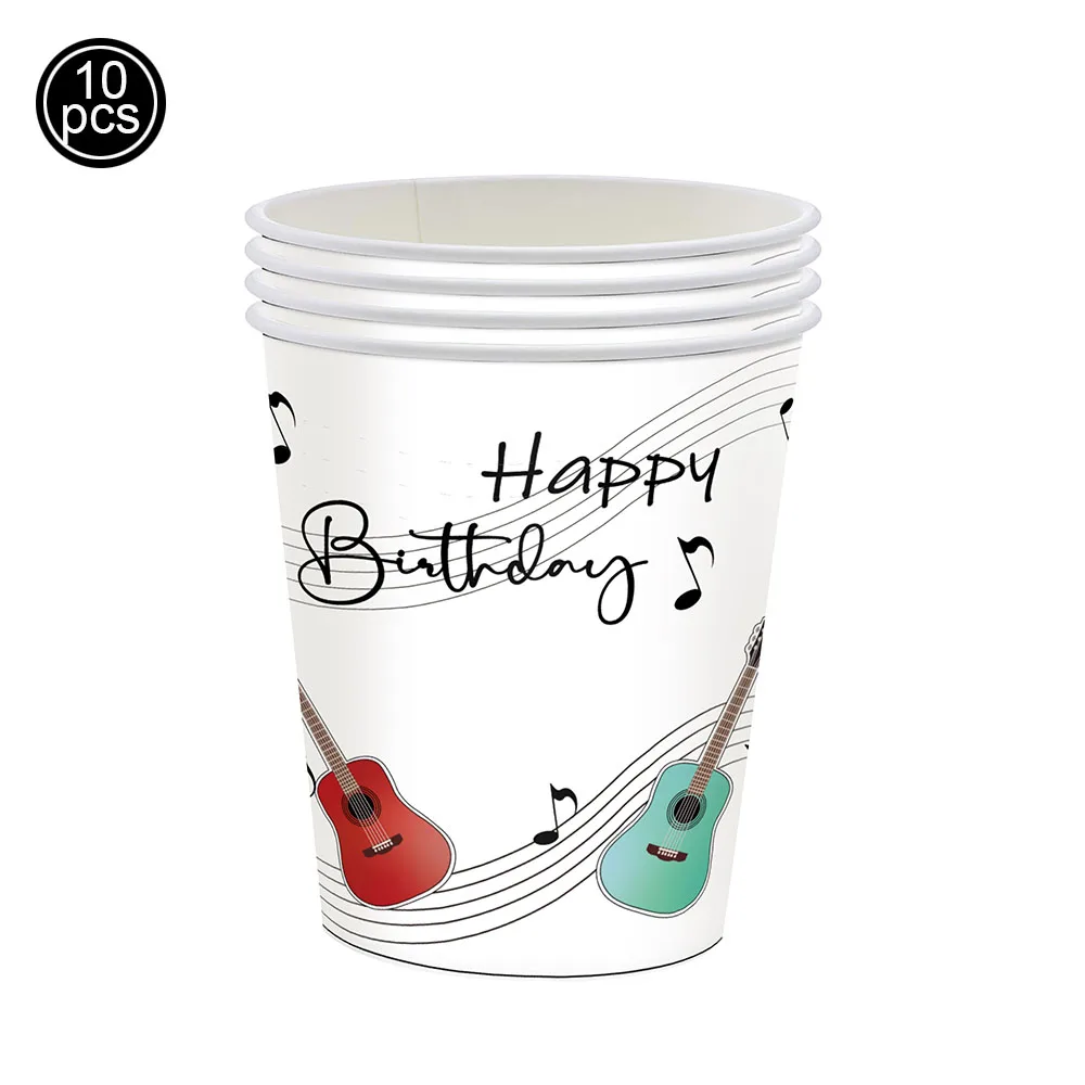Music-Themed Party Supplies: Black Musical Note Disposable Tableware Set