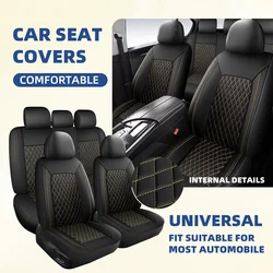 Universal Car Seat Covers Full Set - Premium Cloth for Front & Rear Bench - Automotive Interior Protection for SUV, Sedan, Van (5 seats - beige)