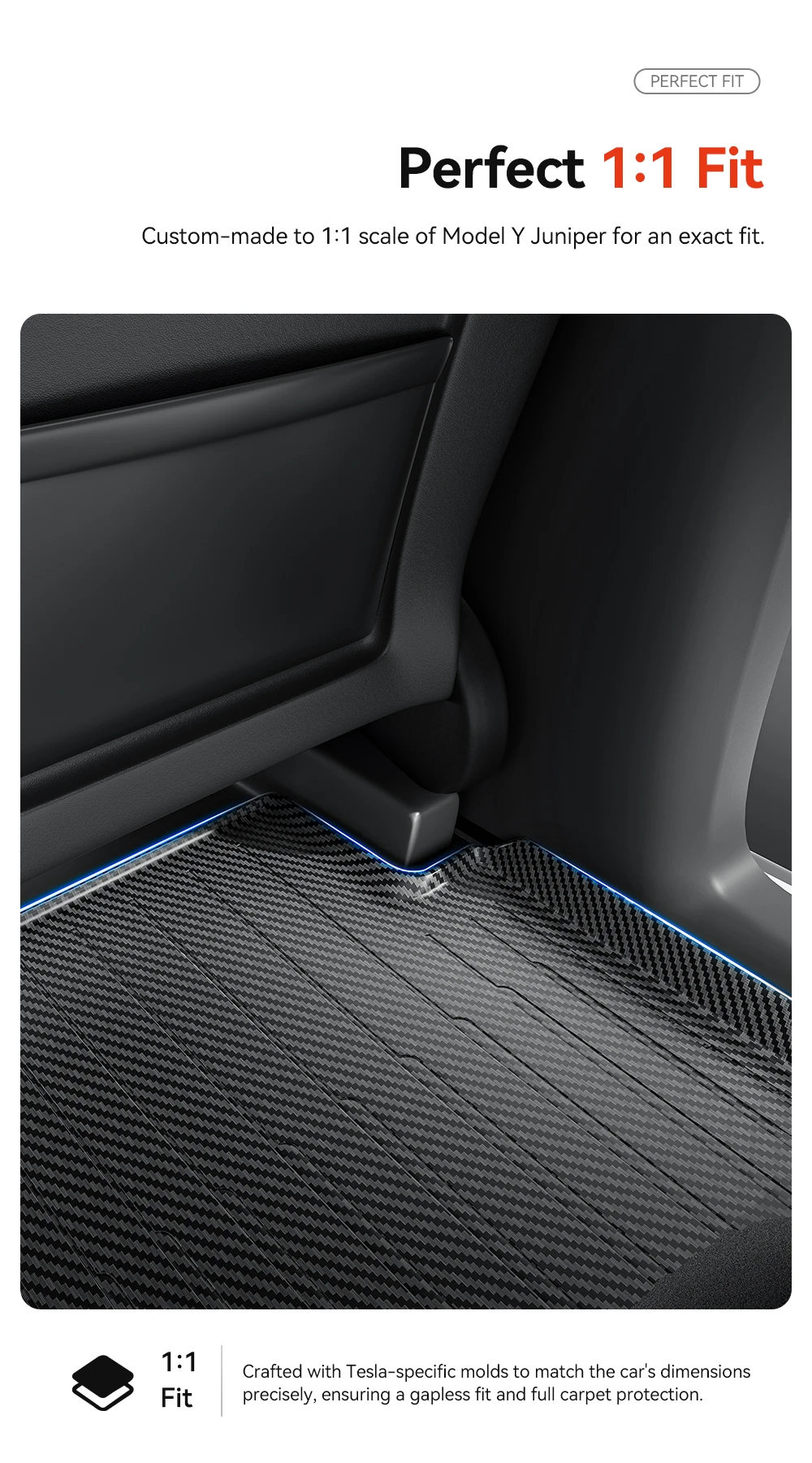 For New Tesla Model Y juniper 2025 TPE Floor Mat Carbon fiber Car All Weather Tr