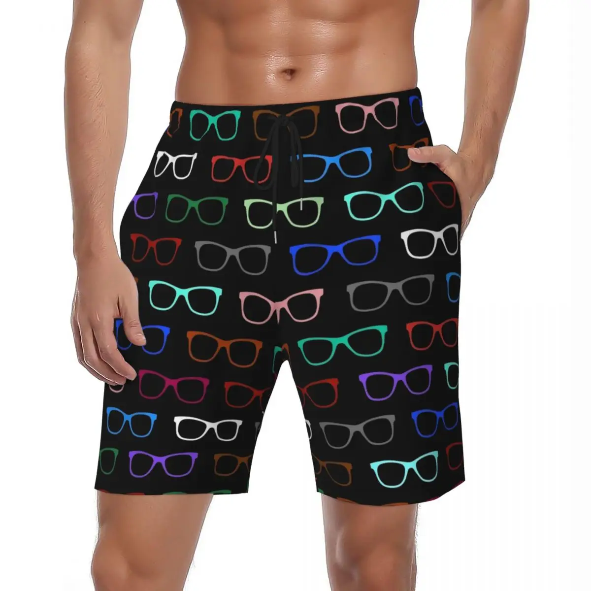 

Hipster Glasses Gym Shorts Summer Eyeglasses Sports Surf Beach Short Pants Men Fast Dry Casual Custom Plus Size Swimming Trunks