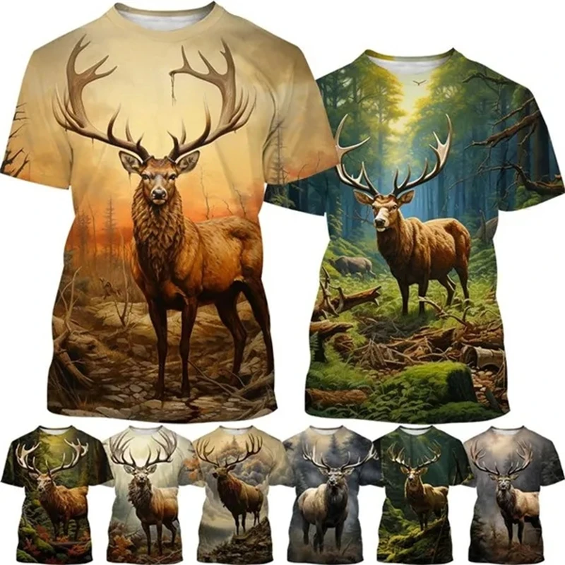 T-shirt à manches courtes imprimé 3D pour hommes et femmes, Elk Moose Deer Hunting, CamSolomon, All Over Respzed, Cool Clothing, Summer, Y-Men