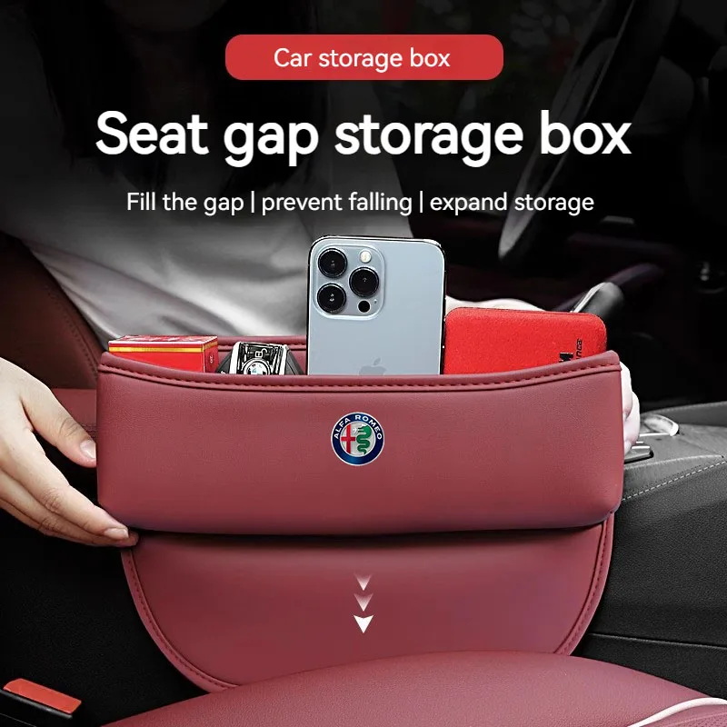 Car Seat Gap Organizer Scatola Portaoggetti Multifunzione Portabicchieri Per Alfa Romeo Giulia Stelvio Giulietta 156 159 147 Mito Tonale Brer