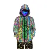 2022 Rainbow Color Reflective Knitted Jacket Men Women Nightclub Hip Hop Breathable Hooded Jackets And Coats 2